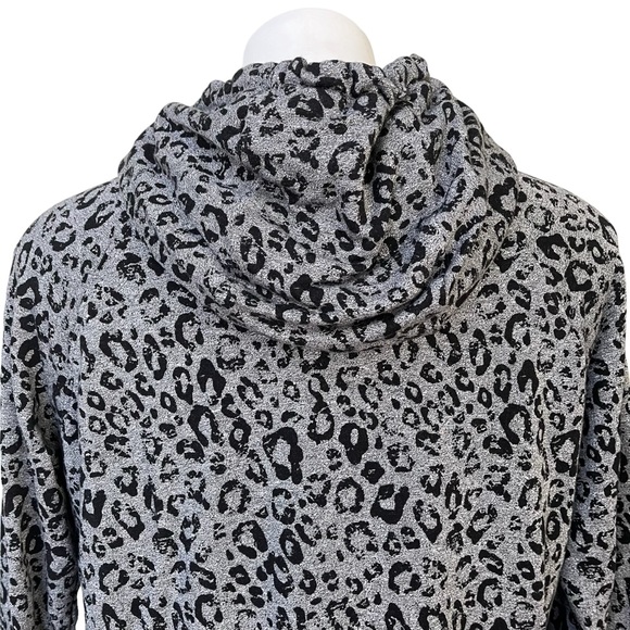 SUNDRY Gray/Black Leopard Print Front Zip Very Soft Hoodie Size 2, Medium - Picture 10 of 12
